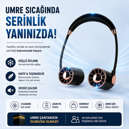 Şarjlı Boyun Fanı Vantilatör 3 Kademeli