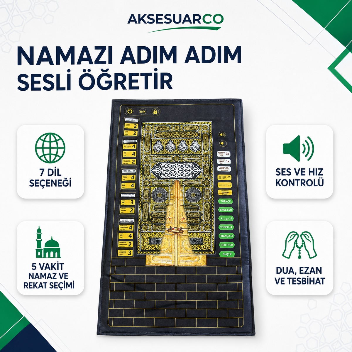 Sesli Namaz Seccadesi (Çok Fonksiyonlu)